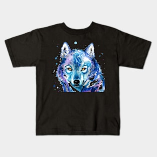 Iced Faced Wolf Painted By Watercolor A Cool Art Kids T-Shirt